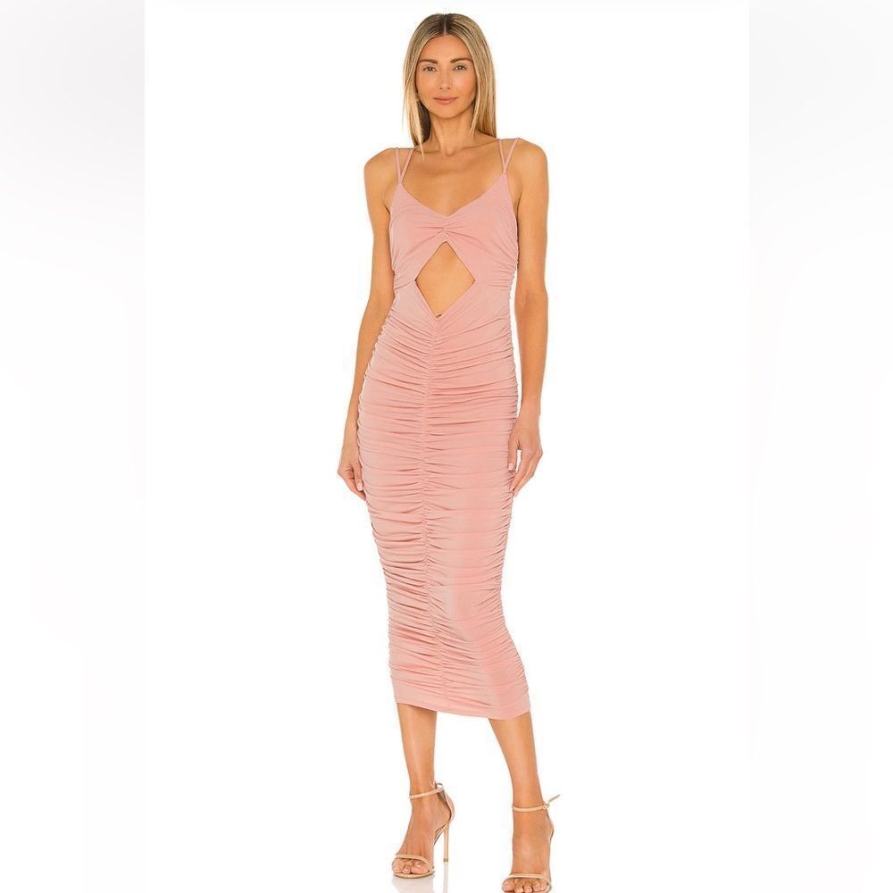 Michael Costello x Revolve Kara Midi Dress in Light Mauve.Size M